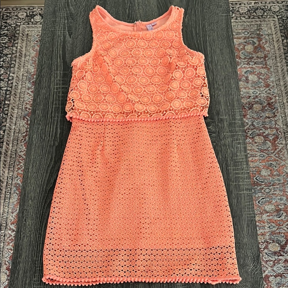 Elegant Coral Lace Women’s Dress